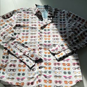 Men's White Shirt with Sunglasses Print